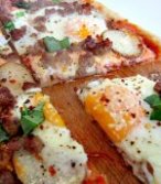 Breakfast Pizza with Turkey Sausage and Eggs
