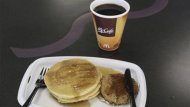 FILE- In this Feb. 14, 2013, photo, a McDonald's breakfast is arranged for an illustration at a McDonald's restaurant in New York. McDonald’s says its breakfast menu will be available all day starting Oct. 6, 2015. (AP Photo/Mark Lennihan, File)