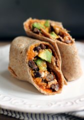 Healthy Sweet Potato, Black Bean & Avocado Breakfast Burritos