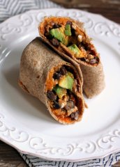 Healthy Sweet Potato, Black Bean & Avocado Breakfast Burritos