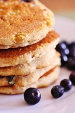 Lemon cornmeal blueberry pancakes vegan gluten free