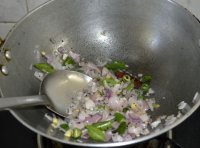 sauteing onions for upma