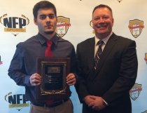 Shelton's Mark Piccirillo (left) shows off his Walter Camp Player of the Year award alongside coach Jeff Roy (Photo Sean Patrick Bowley)