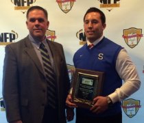 Southington's Mike Drury (right) accepts the Walter Camp Coach of the Year award (Photo Sean Patrick Bowley)